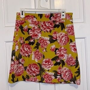 INC International Concepts floral yellow‎ skirt size 4